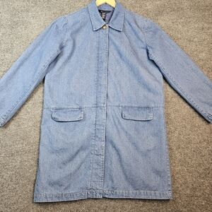 Denim & Co. Classic Blue Jean Jacket w/ Chic Back Slit - Size Medium